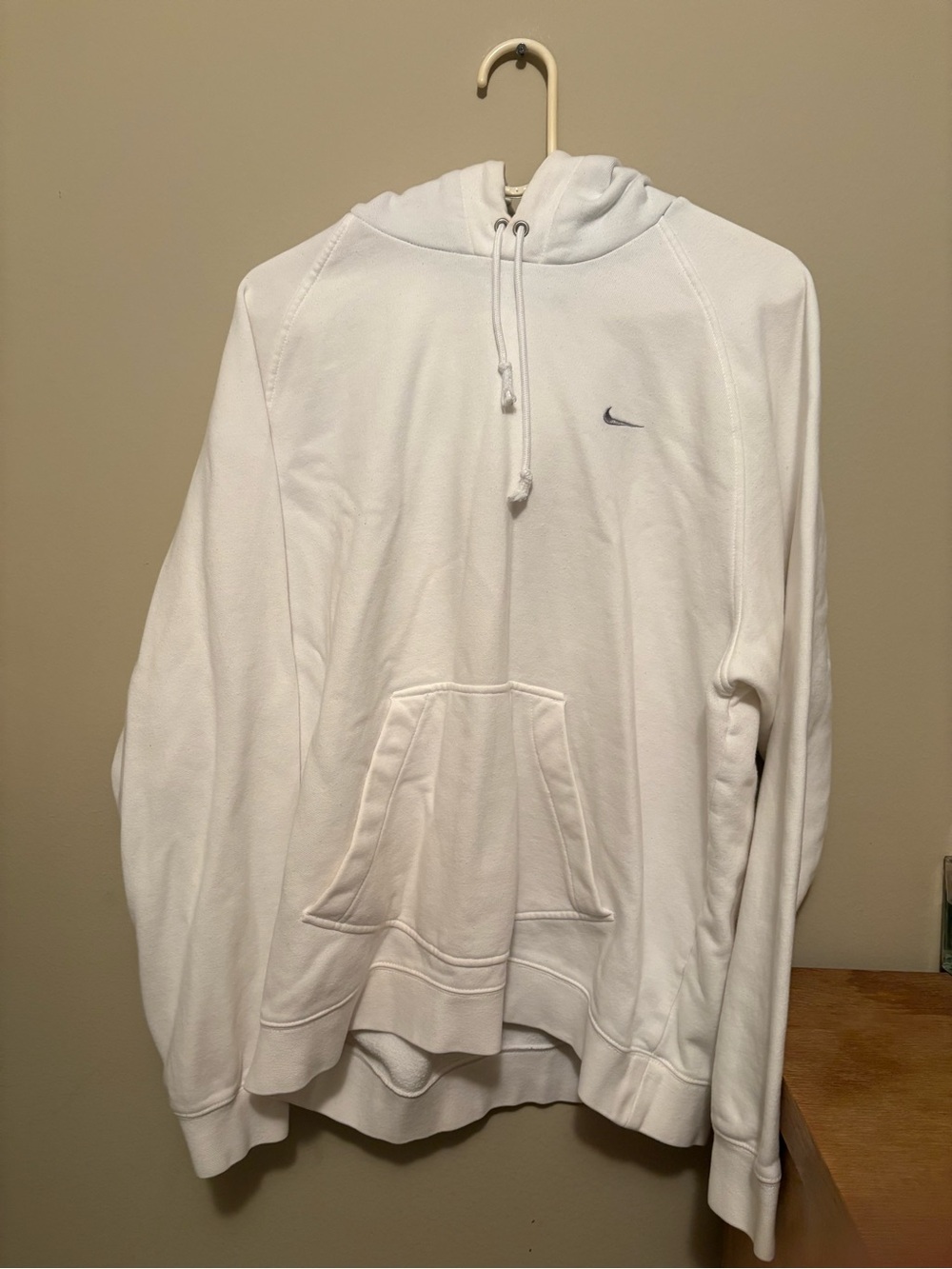 Nike White Pullover Hoodie with Small Swoosh